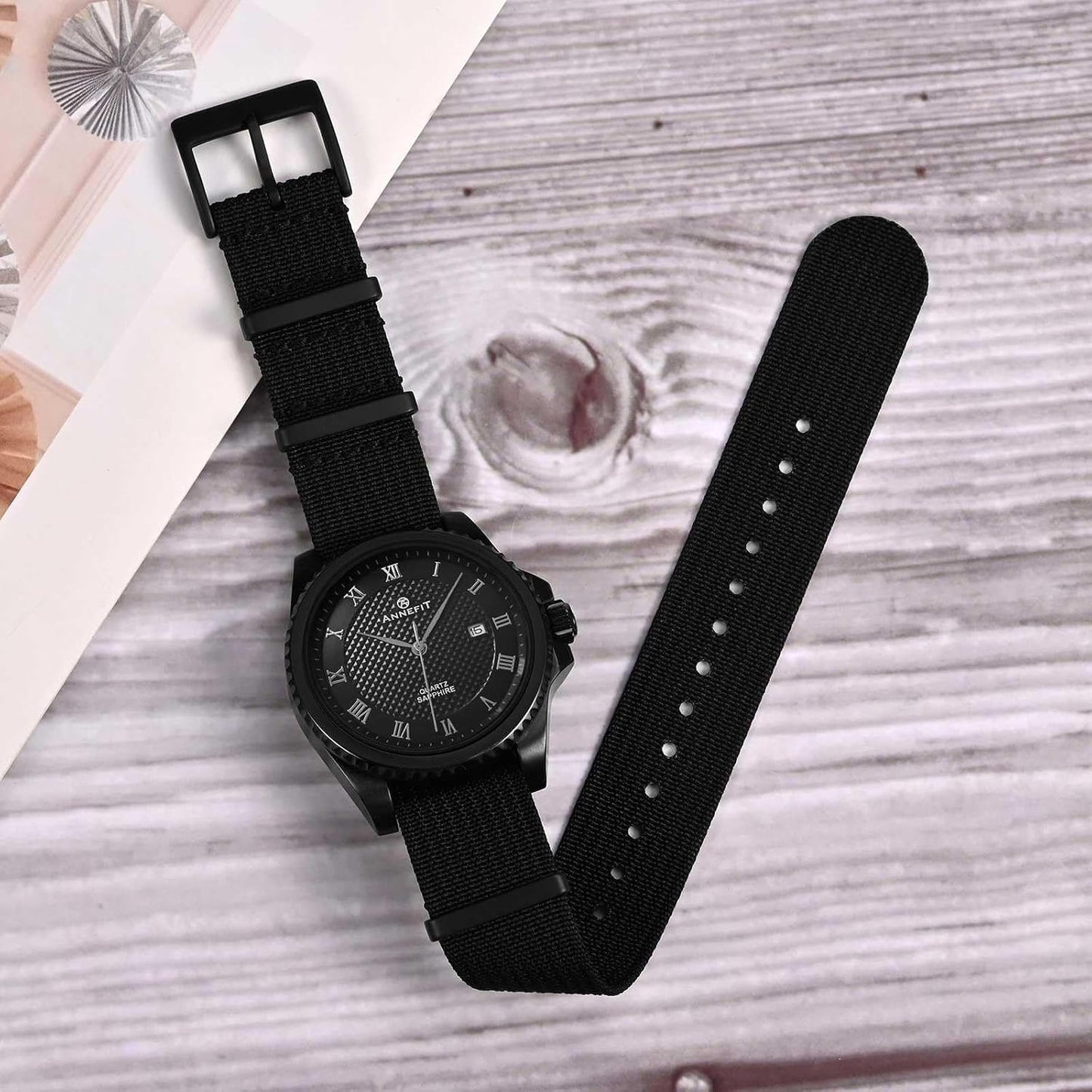 HOTANNEFIT Nylon Watch Band 16mm 18mm 20mm 22mm, One-Piece Waterproof Military Watch Straps with Heavy Buckle