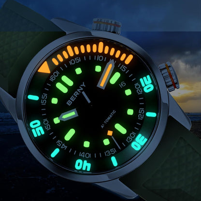 HOTBERNY Men's Dive Watch, Fashion Mechanical Automatic Watches for Men, 20AMT Waterproof Male Wrist Watch, Super Luminous Sapphire Glass Comfortable Silicone Watch Band Luxury Birthday Presents