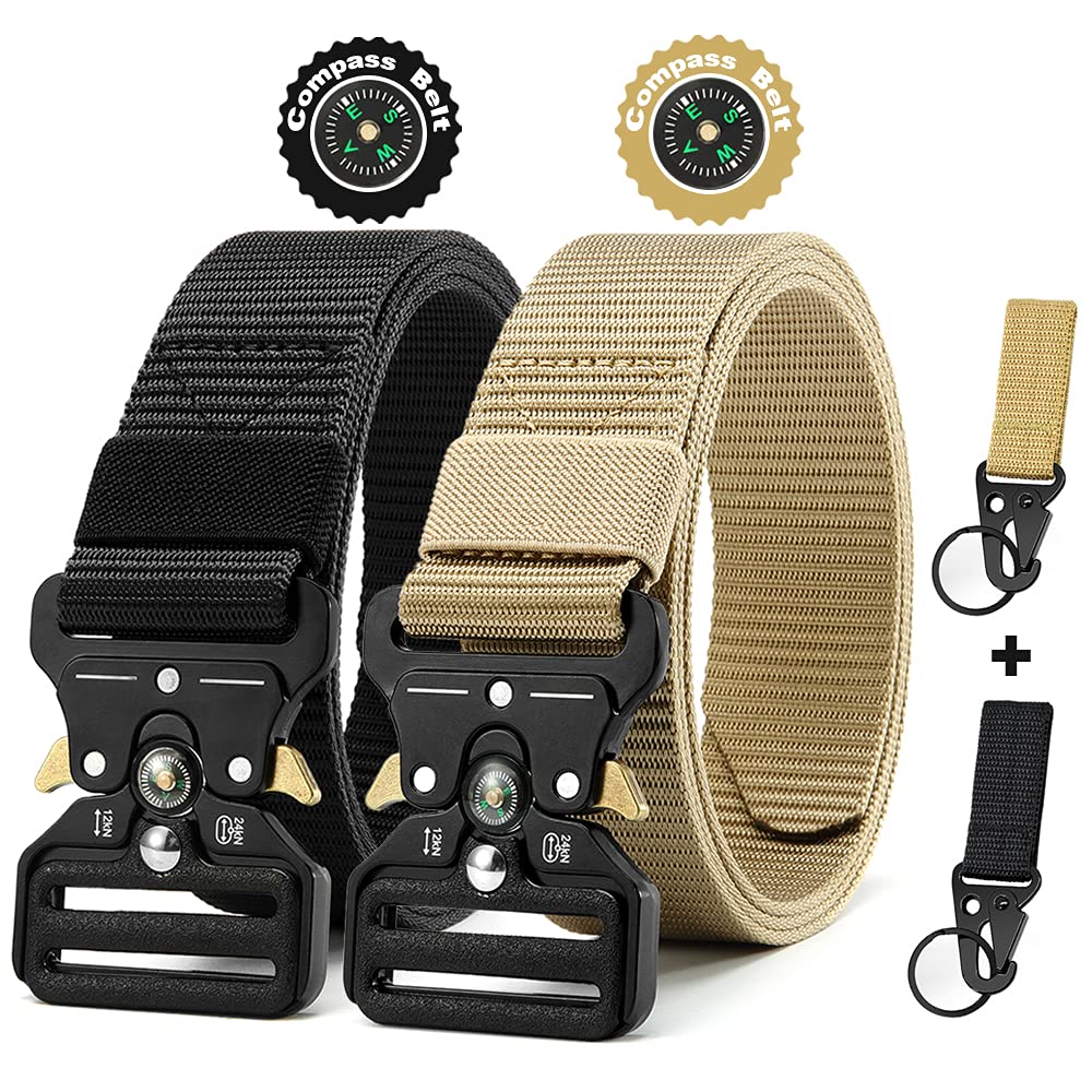 HOTDOOPAI Tactical Belt for Men, Military Nylon Web with Heavy Duty Quick Release Metal Buckle, 1.5'' Wide - Ideal for Work,