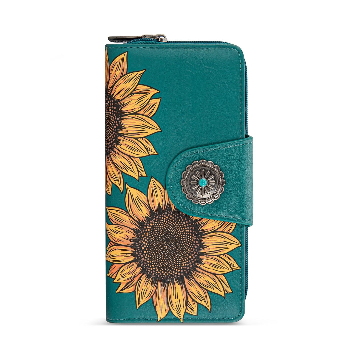 HOTMontana West Women's Wallets Western Sunflower Wallet Women Large Capacity Credit Card Wallet Ladies Female Bifold Clutch Wallets with ID Window and Coin Purse