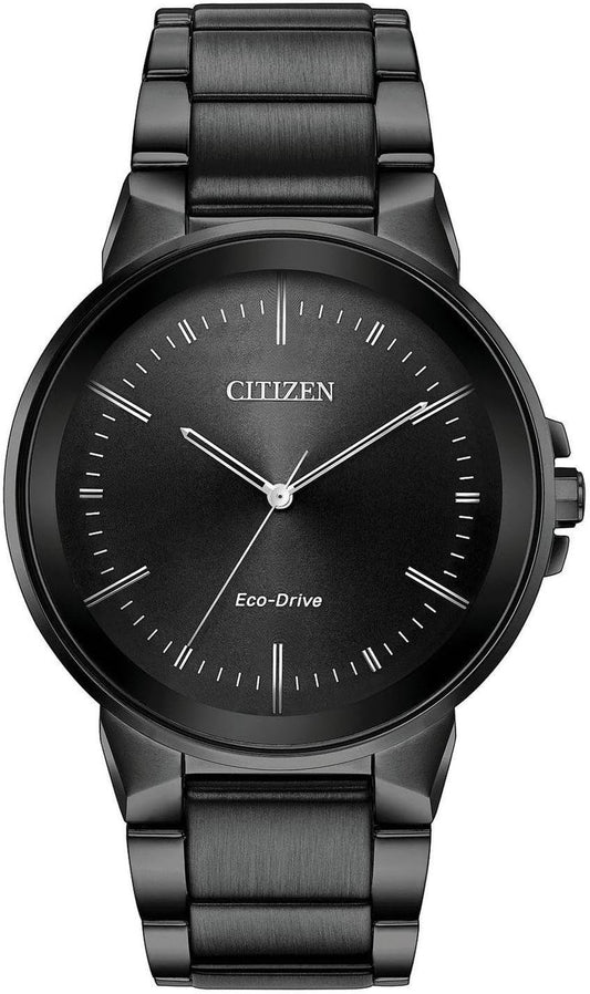HOTCitizen Men's Eco-Drive Modern Axiom Watch in Gray Stainless Steel, Black Dial (Model: BJ6517-52E)