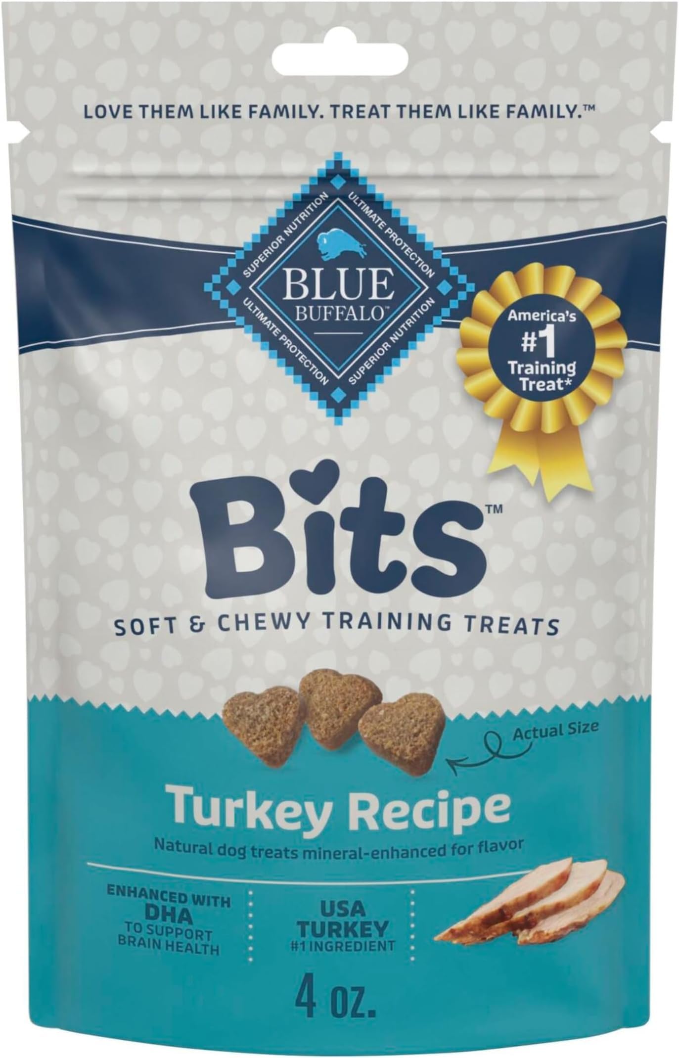 HOTBlue Buffalo Bits Chicken Soft & Chewy Dog Treats, Bite-Sized for Training, Made with Real Chicken & Enhanced with DHA, Heart-Shaped Dog Treats, Made in the USA with Natural Ingredients, 19 oz.