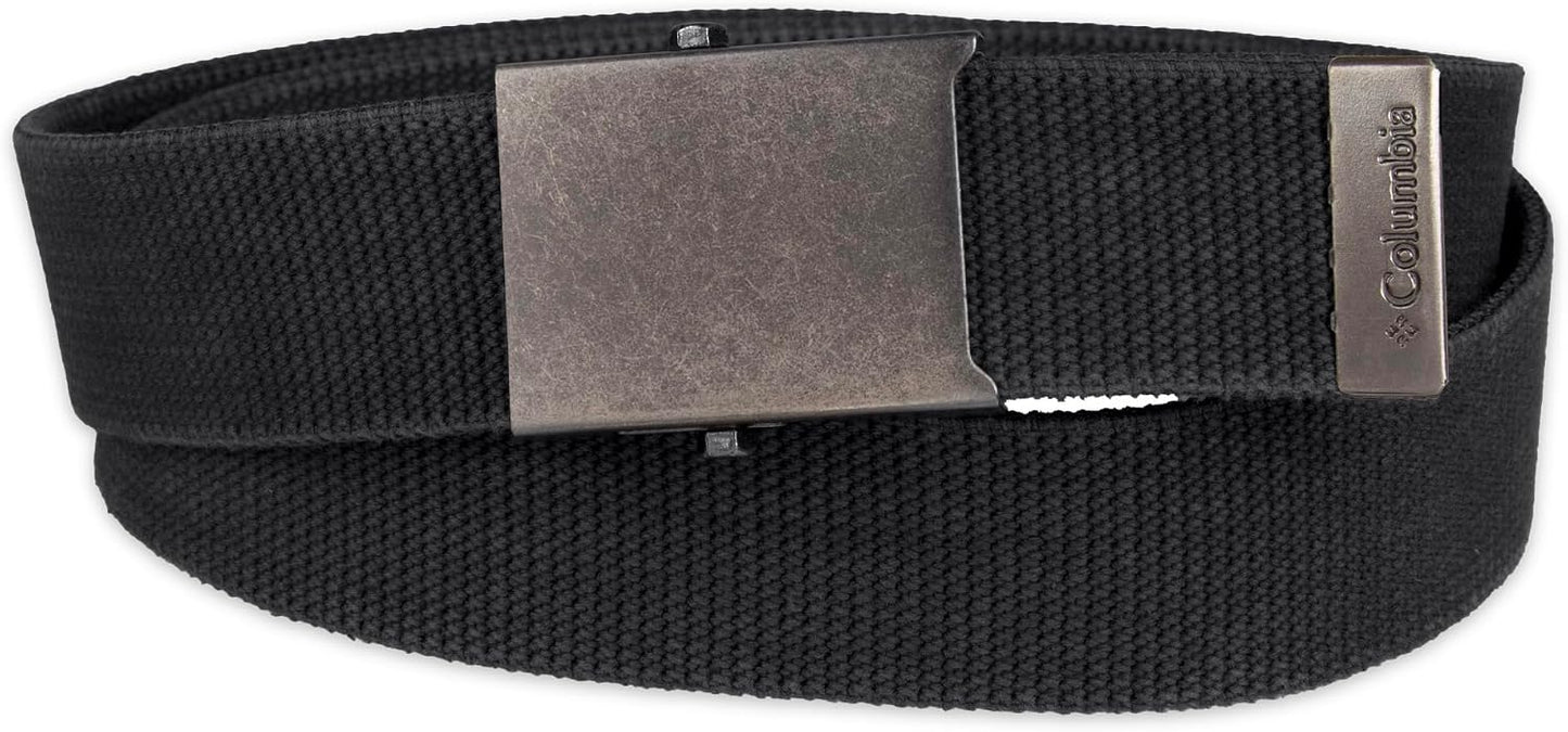 HOTColumbia Men's Military Plaque Buckle Fabric Belt- One Size 42" Length - Everyday and Outdoor Wear