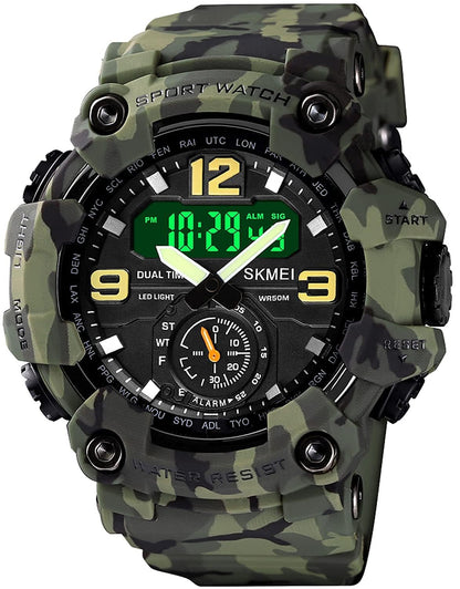 HOTGosasa Men's Large Face Outdoor Sports Watches Military S-Shock Watch Waterproof, Backlight, Alarm, Stopwatch Features - Rugged Wristwatch for Training, Hiking, and Adventure