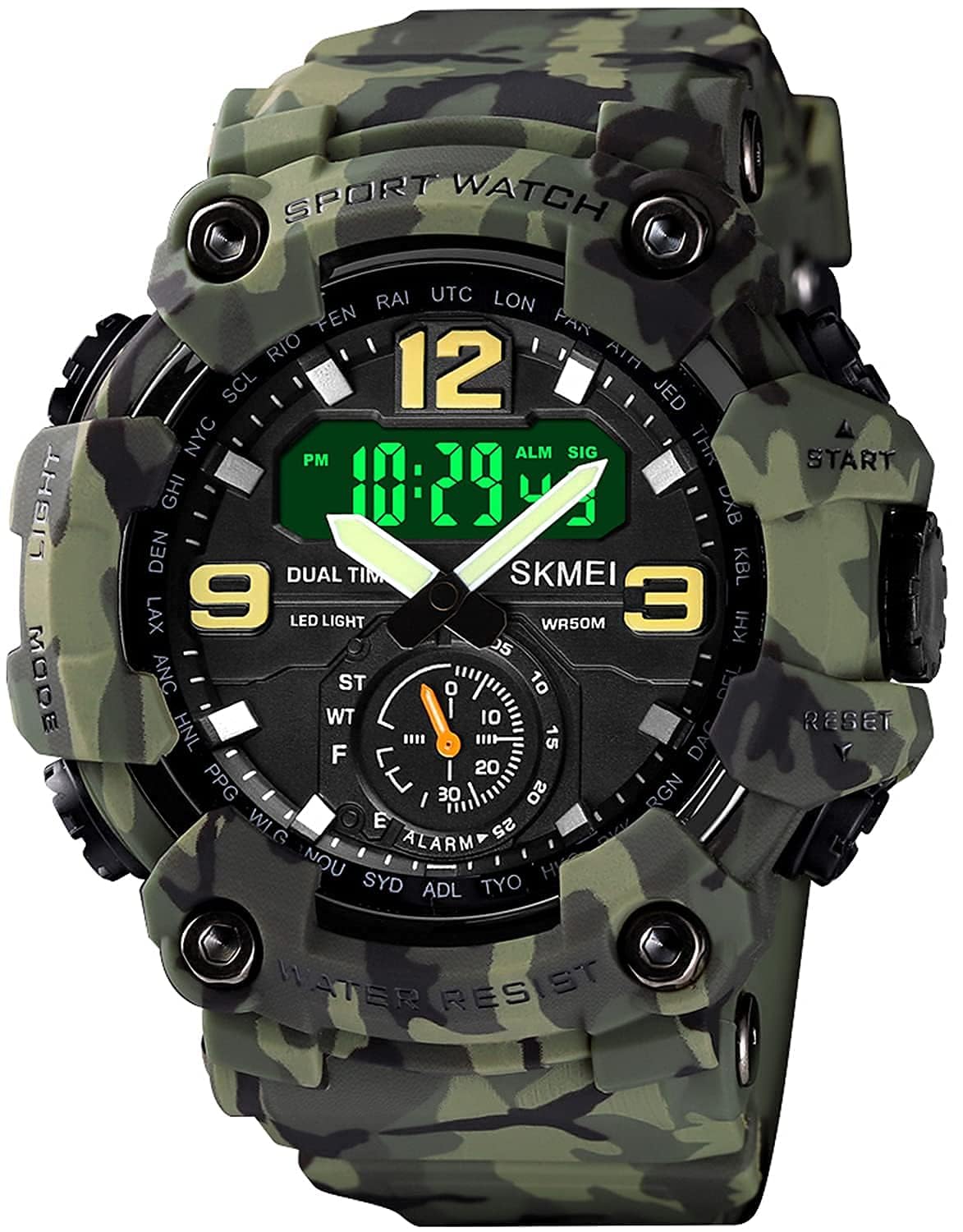 HOTGosasa Men's Large Face Outdoor Sports Watches Military S-Shock Watch Waterproof, Backlight, Alarm, Stopwatch Features - Rugged Wristwatch for Training, Hiking, and Adventure