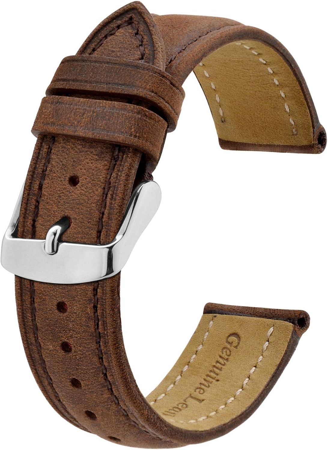 HOTBISONSTRAP Watch Strap, Vintage Leather Replacement Bracelet, Band Width-14mm 15mm 16mm 17mm 18mm 19mm 20mm 21mm 22mm 23mm 24mm