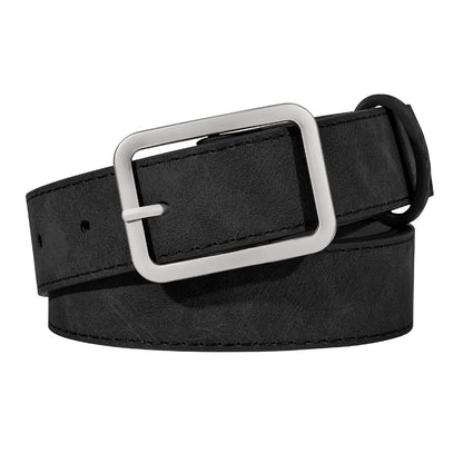 HOTXZQTIVE Women Suede Belts for Women Fashion Leather Belts With Silver Buckle Ladies Waist Belt For Jean Pant Dress