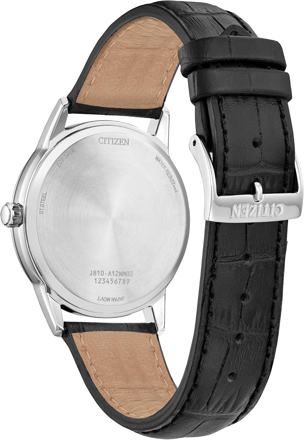 HOTCitizen Men's Classic Eco-Drive Leather Strap Watch, 3-Hand Date