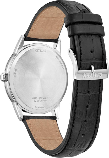 HOTCitizen Men's Classic Eco-Drive Leather Strap Watch, 3-Hand Date