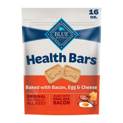 HOTBlue Buffalo Health Bars Bacon, Egg & Cheese Crunchy Dog Biscuits, Oven-Baked with Real Bacon & Natural Ingredients, Healthy Dog Treats with No Artificial Flavors or Preservatives, Jumbo Box 3.5 lbs.