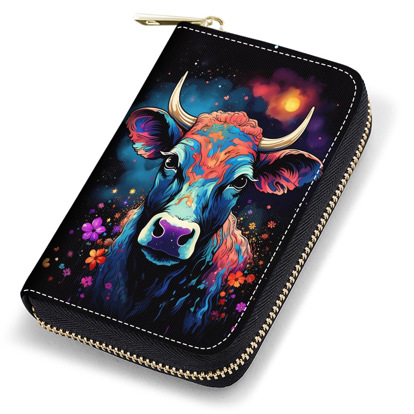 HOTCredit Card Holder Wallets for Women, RFID Blocking Small Leather Card Case Wallet with Zipper Accordion Wallets, Floral Quote Bible Verse Psalm 46:10