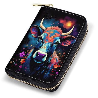 HOTCredit Card Holder Wallets for Women, RFID Blocking Small Leather Card Case Wallet with Zipper Accordion Wallets, Floral Quote Bible Verse Psalm 46:10