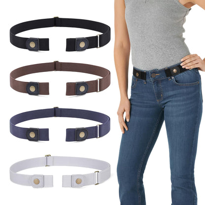 HOTWERFORU 3 Pack 4 Pack No Buckle Invisible Stretch Belt Buckle-Free Elastic Belt for Women and Men