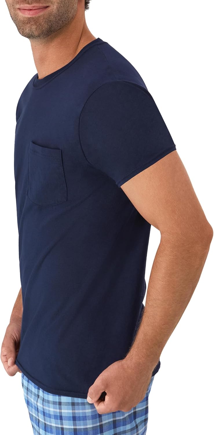 HOTHanes Men's Pocket T-Shirt Pack, 6-Pack, Cool & Breathable Cotton Tees, Stay-Tucked Undershirts for Men