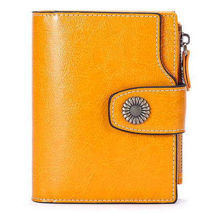 HOTFalan Mule Women's Lightweight Genuine Leather Wallet, Includes Card Holders, RFID-Blocking, Lightweight, Photo & ID Holder, Green