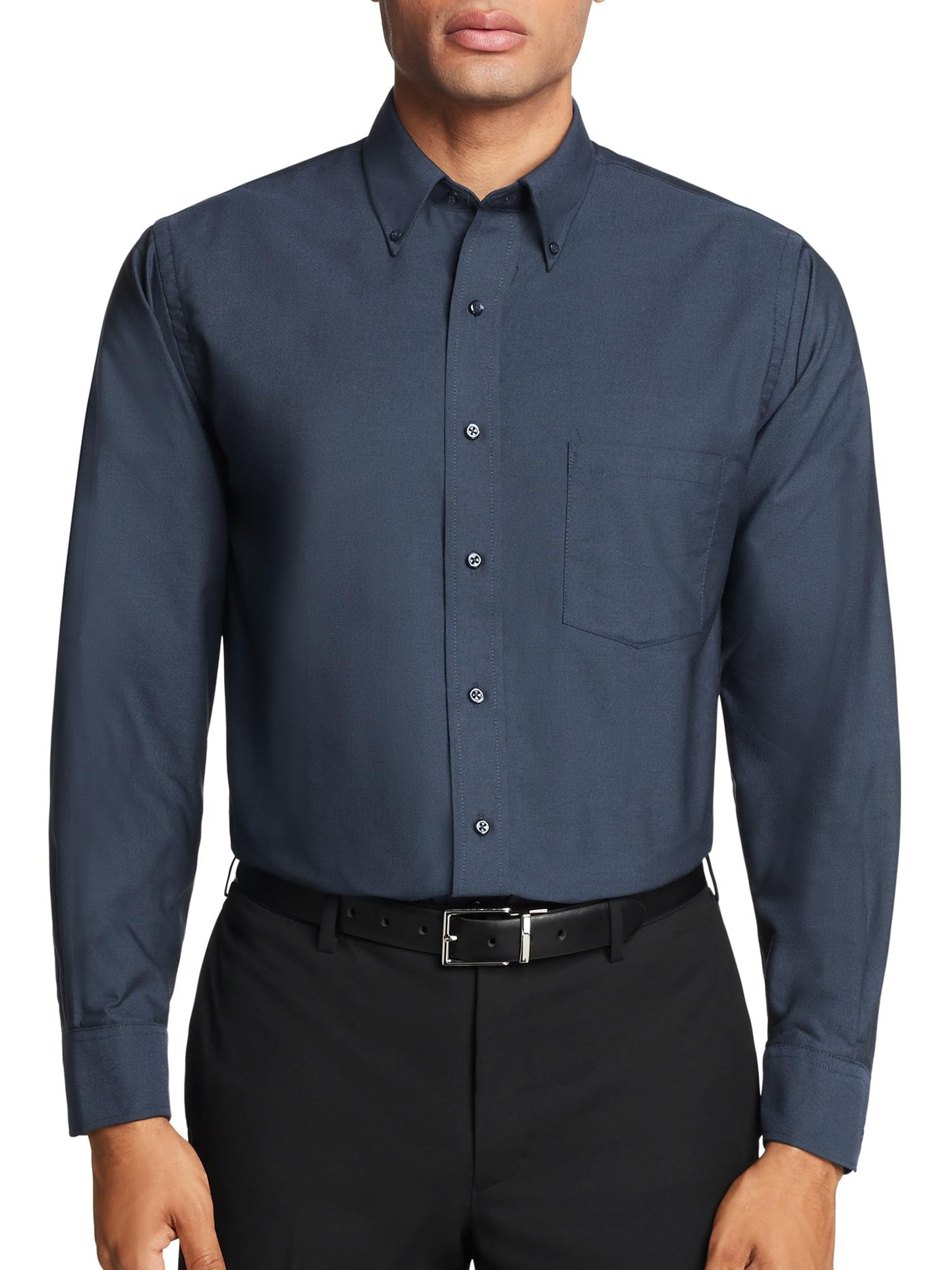 HOTVan Heusen Men's Regular Fit Oxford Solid Buttondown Collar Dress Shirt