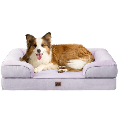 HOTEHEYCIGA Orthopedic Dog Beds for Extra Large Dogs 44x32Inch, Polyurethane Foam XL Pet Bed with Sides, Non-Slip and Egg-Crate Foam Big Dog Couch Bed with Washable Removable Cover, Grey