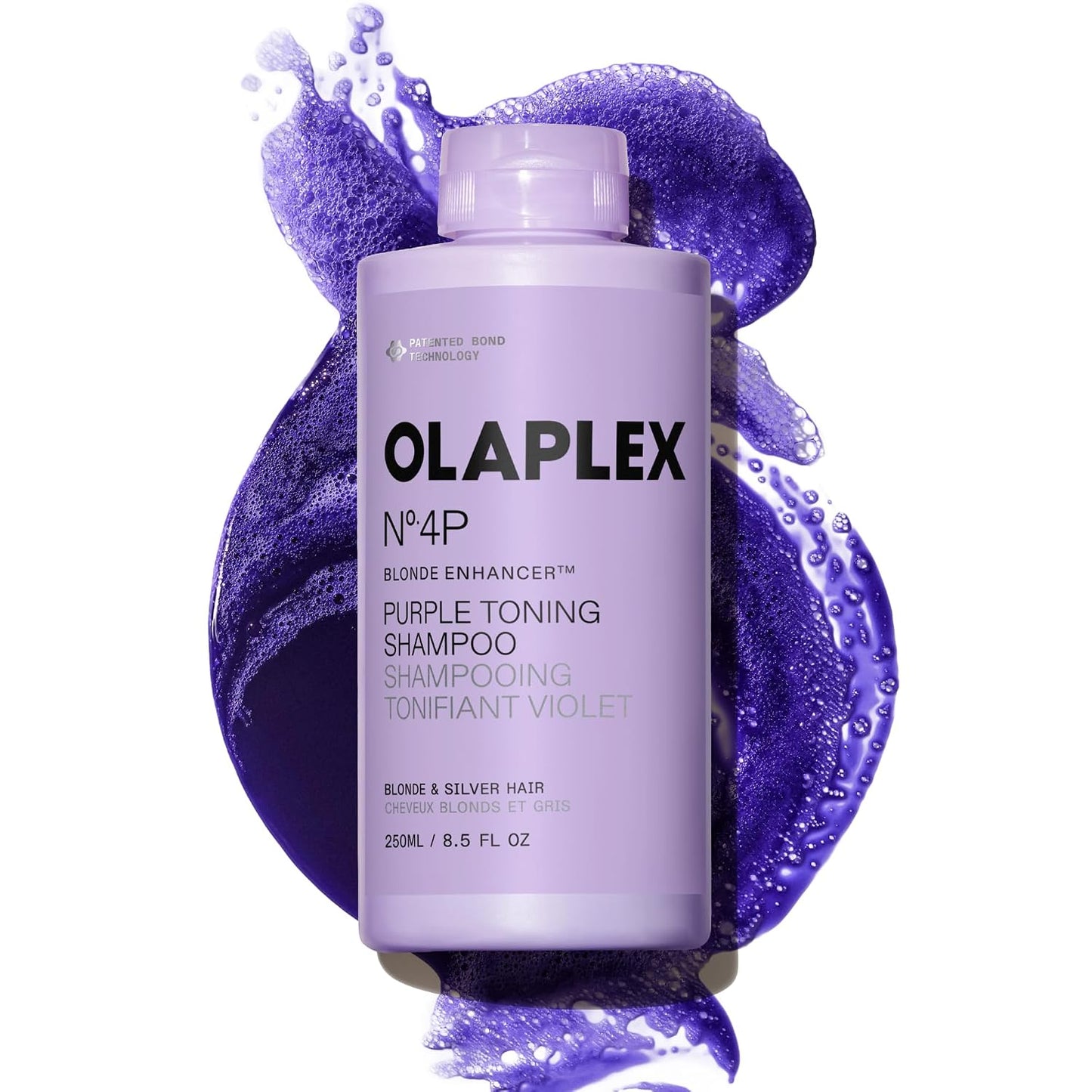 HOTOlaplex Nº.4P Blonde Enhancer Purple Toning Shampoo: Neutralizes Brassiness & Strengthen | Repairs Damages & Hydrates Hair | For Coily, Curly, Straight, and Wavy, 250 mL / 8.5 Fl. Oz.
