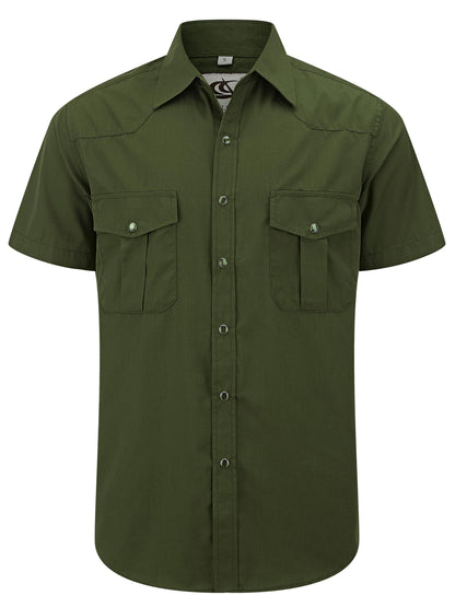 HOTCOEVALS CLUB Men's Western Cowboy Short Sleeve Pearl Snap Casual Plaid Work Shirts
