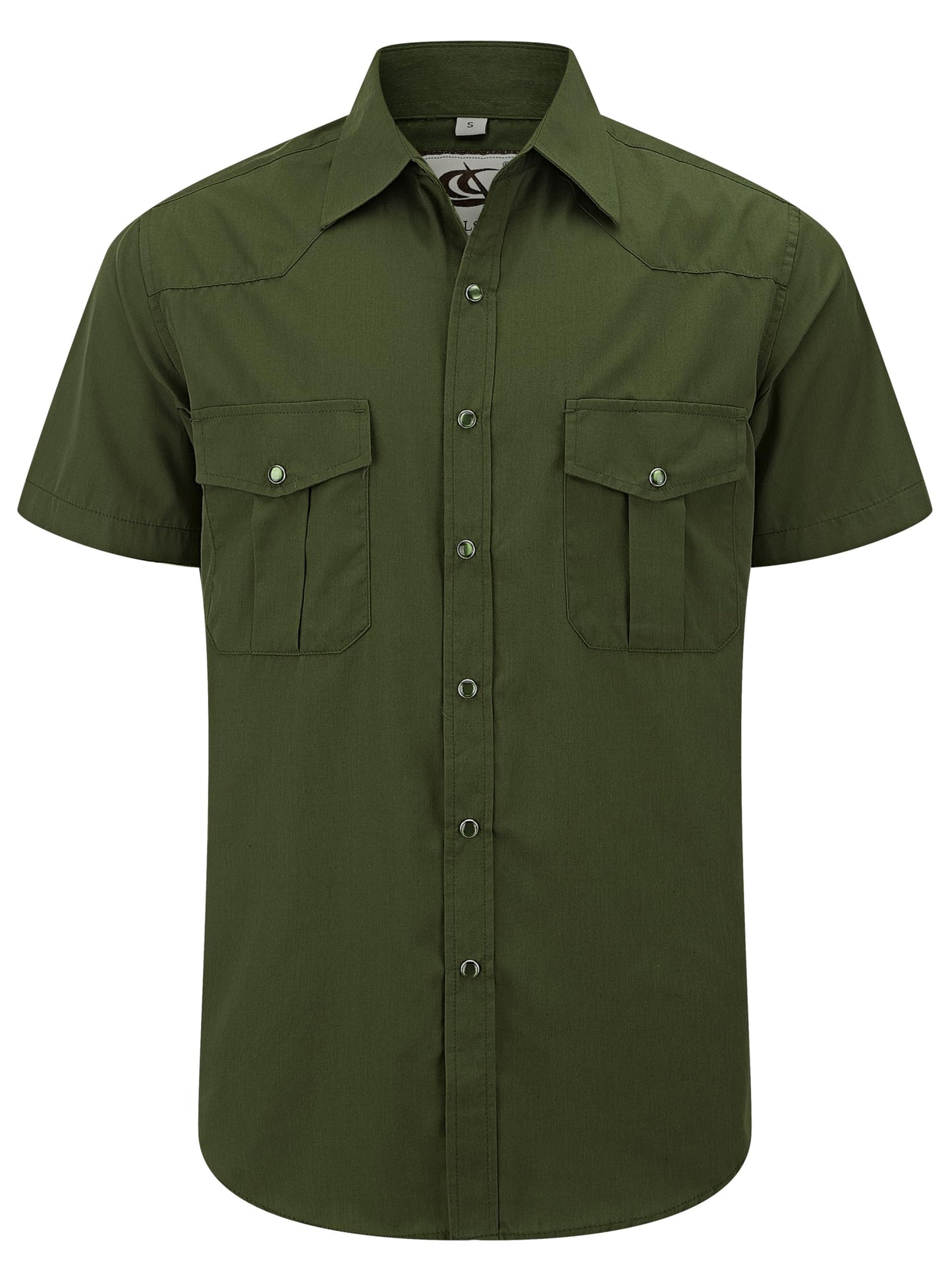 HOTCOEVALS CLUB Men's Western Cowboy Short Sleeve Pearl Snap Casual Plaid Work Shirts