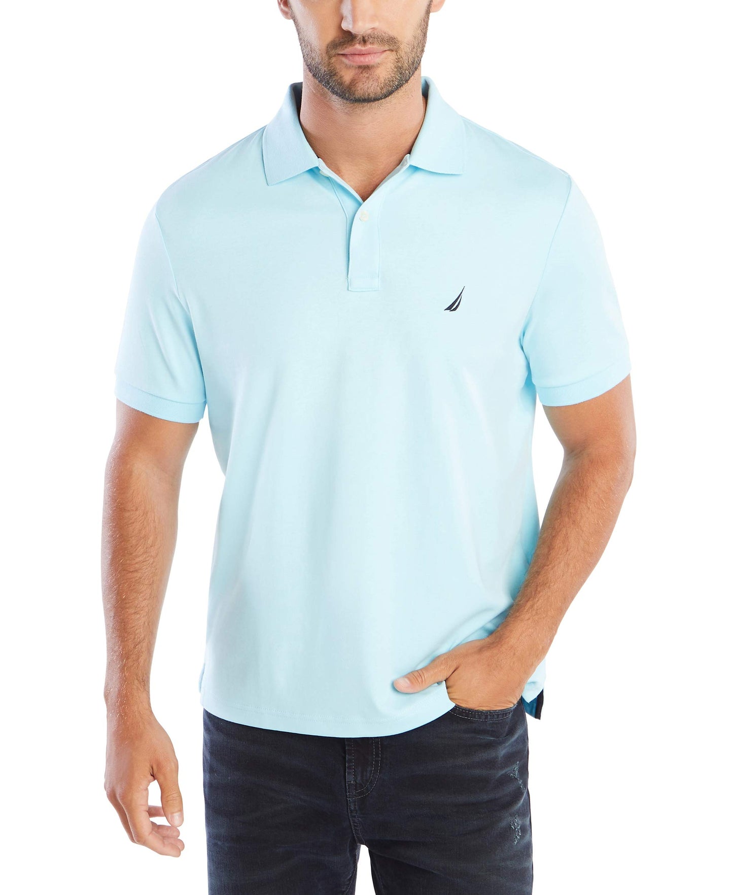 HOTNautica Men's Classic Fit Short Sleeve Dual Tipped Collar Polo Shirt