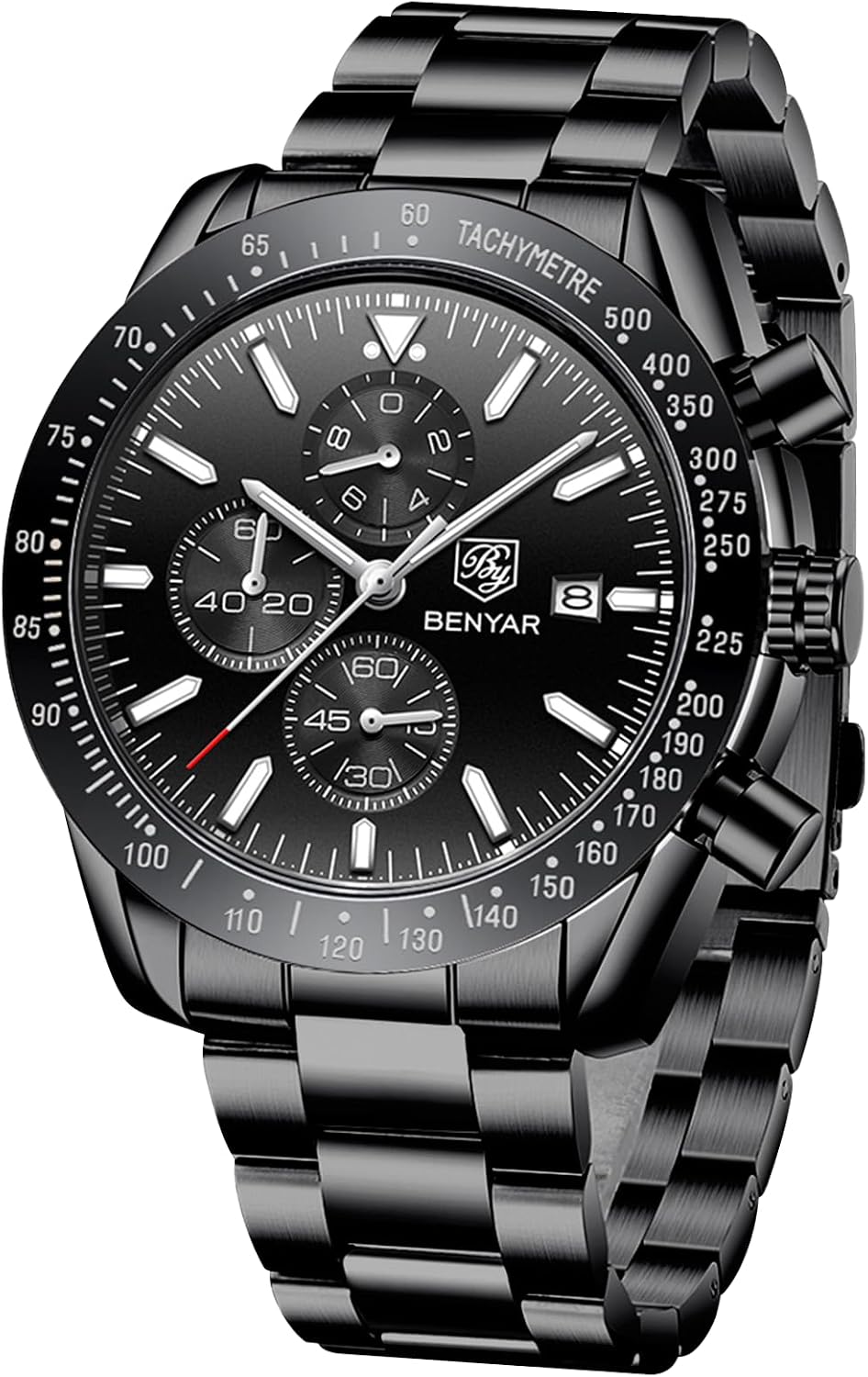 HOTBENYAR Watch for Men Analog Quartz Chronograph Waterproof Luminous Designer Mens Wrist Watches Business Work Sport Casual Dress Watch with Silicone Strap Elegant Gifts for Men