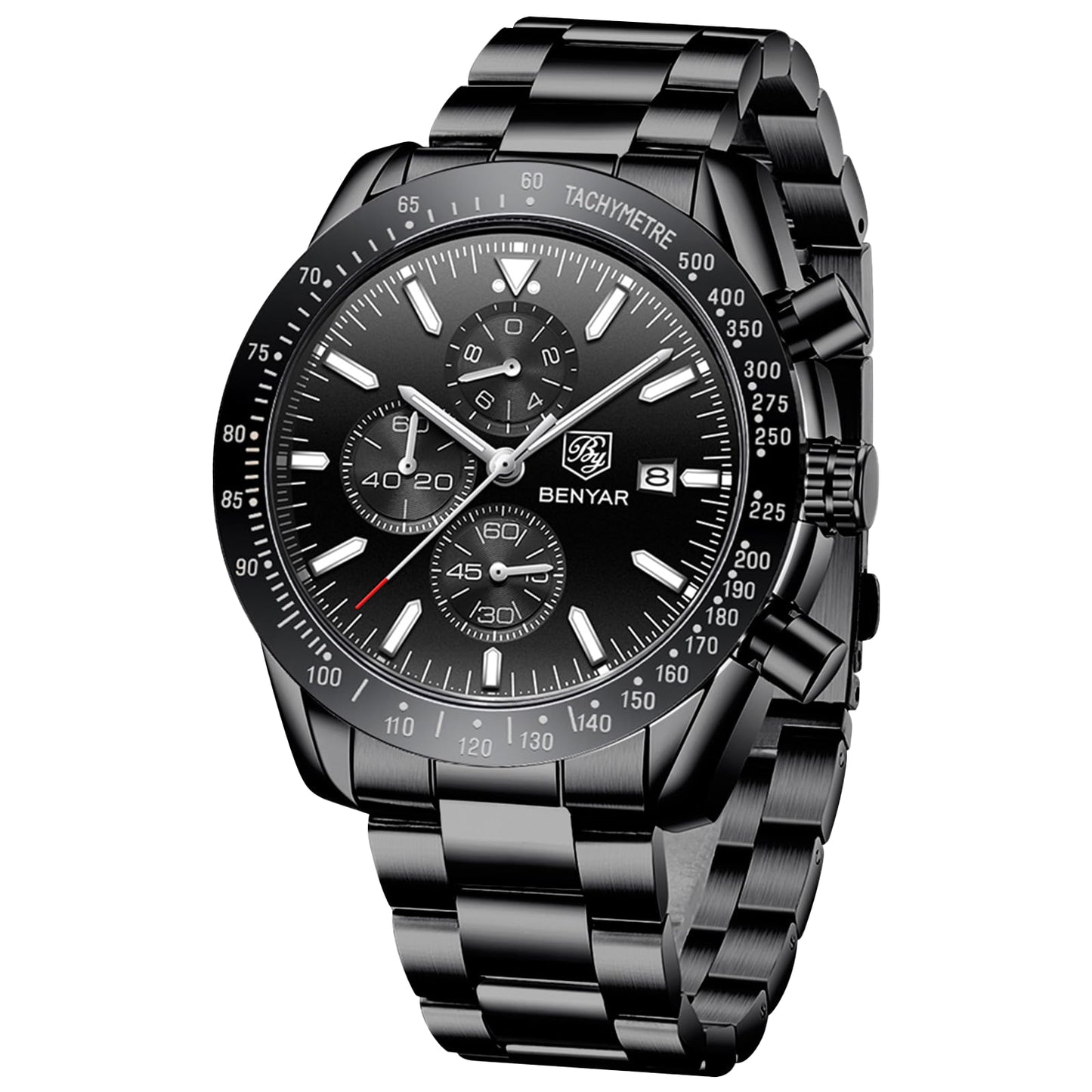HOTBENYAR Watch for Men Analog Quartz Chronograph Waterproof Luminous Designer Mens Wrist Watches Business Work Sport Casual Dress Watch with Silicone Strap Elegant Gifts for Men
