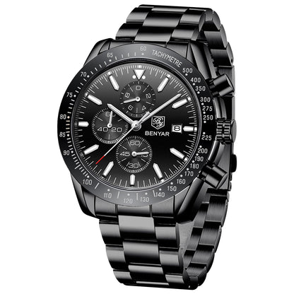 HOTBENYAR Watch for Men Analog Quartz Chronograph Waterproof Luminous Designer Mens Wrist Watches Business Work Sport Casual Dress Watch with Silicone Strap Elegant Gifts for Men
