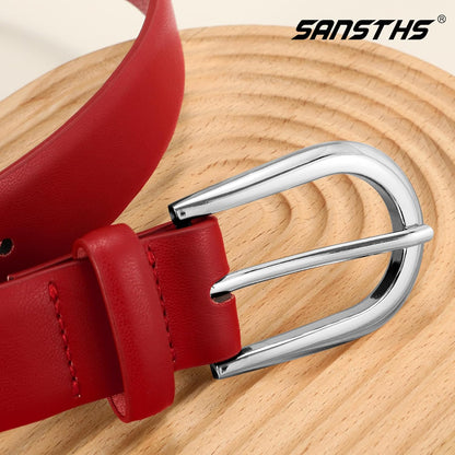 HOTWomen Belt for Jeans Pants Fashion Gold Buckle Ladies Dress Waist Belt