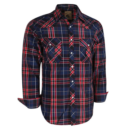 HOTCOEVALS CLUB Men's Western Pearl Snap Button Up Casual Cowboy Long Sleeve Two Pockets Work Shirts