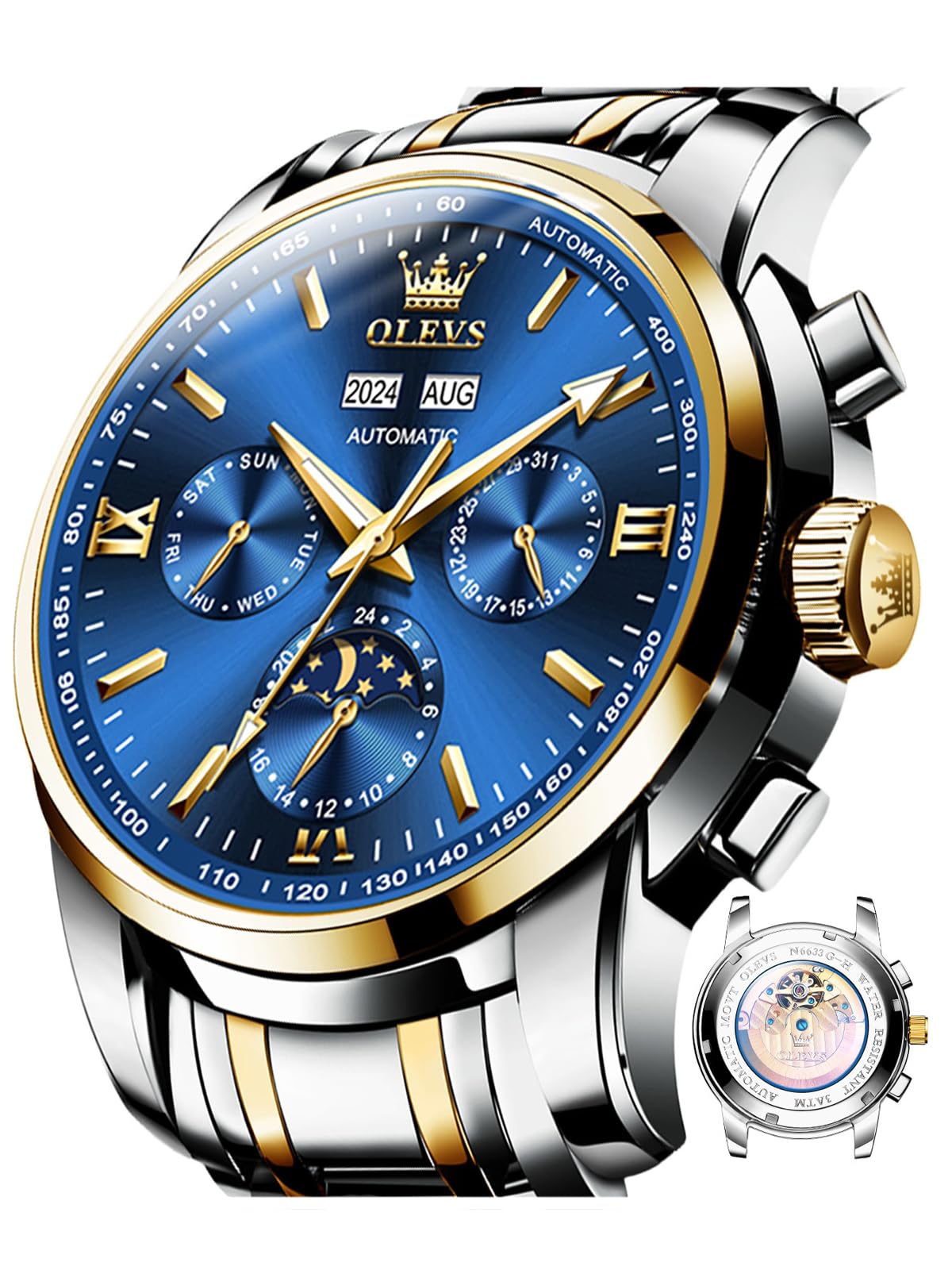 HOTOLEVS Men's Watches Brown Leather with Date,Casual Watches for Men,Large Face Watches Men,Chronograph Mens Watch,Sport Waterproof Business Dress Analog Quartz Men's Wrist Watches Reloj De Hombre