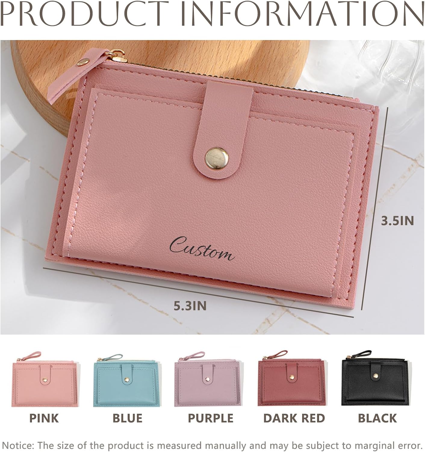 HOTPersonalized Wallets for Women Girls with Card Holder Custom Ladies Wallet with Name PU Leather Minimalist Wallets Women Card Holder Birthday Christmas Gifts for Mom Girlfriend Daughter Sister