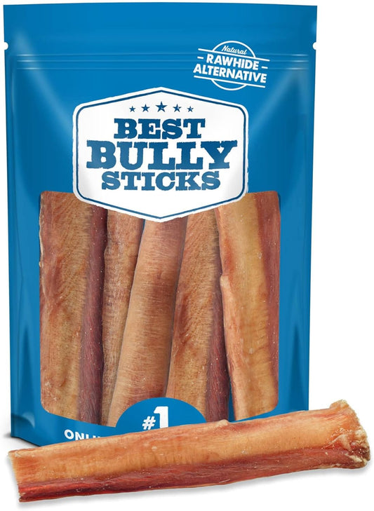 HOTBest Bully Sticks Thick Bully Sticks Dog Chews, 6", 5 Count | 100% grass-fed beef, single ingredient natural dog chews, easily digestible, long lasting, rawhide-free, grain-free