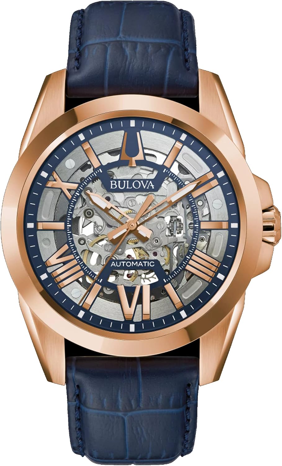 HOTBulova Men's Classic Sutton 3-Hand 21-Jewel Automatic Watch, 42 Hour Power Reserve, Skeleton Dial, Luminous Hands, 100M Water Resistant, 43mm
