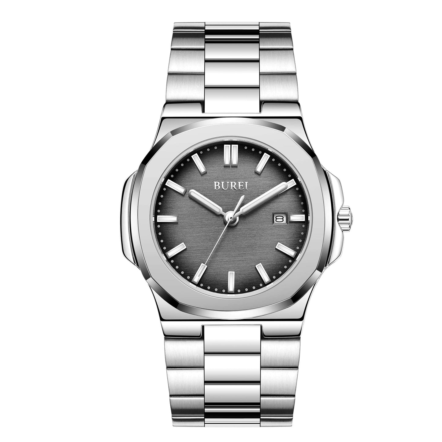 HOTBUREI Men Watches Gifts for Men Fashion Stainless Steel Analog Quartz Waterproof Watches for Mens