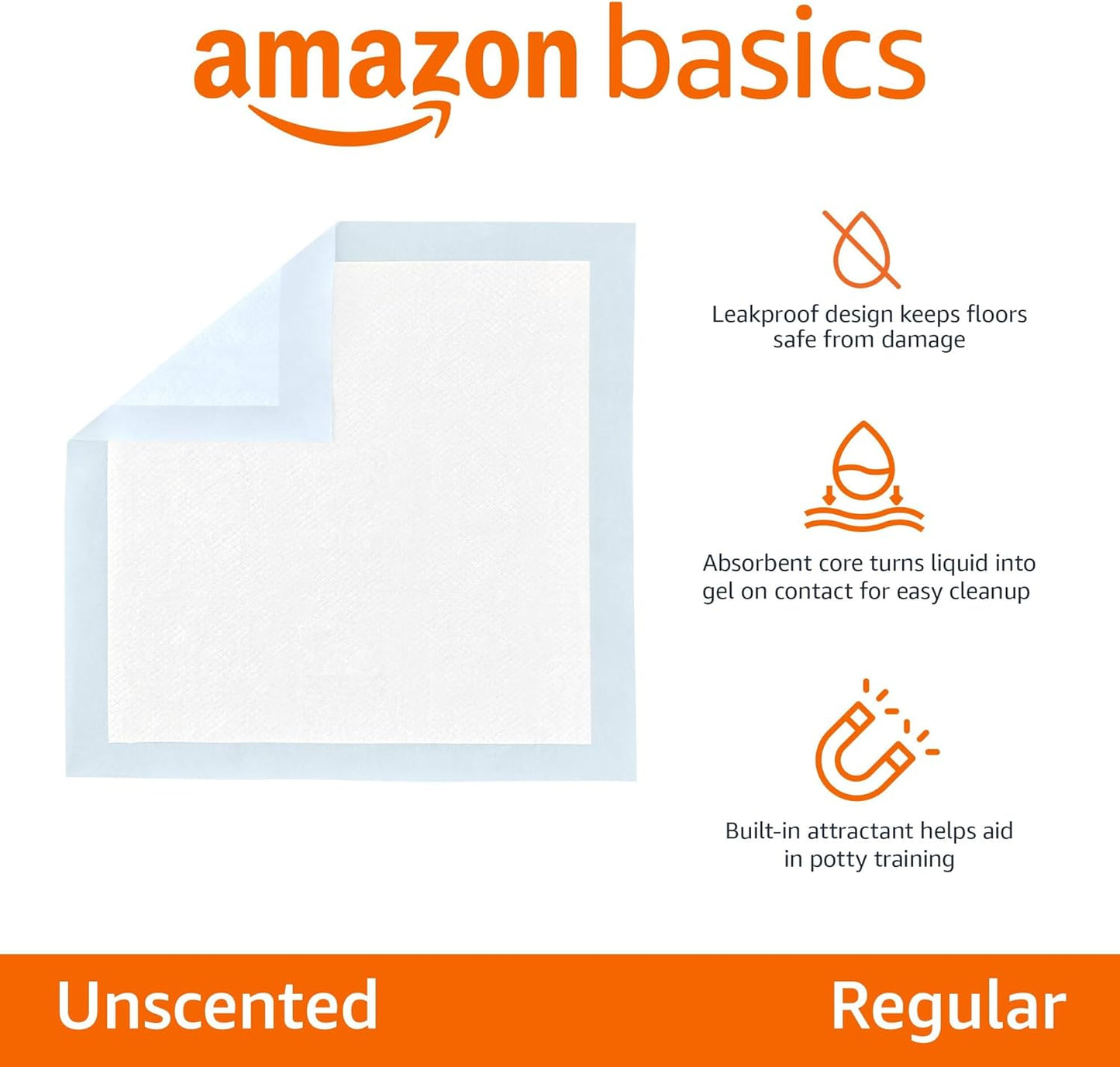 HOTAmazon Basics Leak-Proof Dog and Puppy Potty Training Pee Pads with Quick-Dry 5-Layer Super Absorbent Design, Regular Size 22 x 22 inch, Blue & White, 100 Count