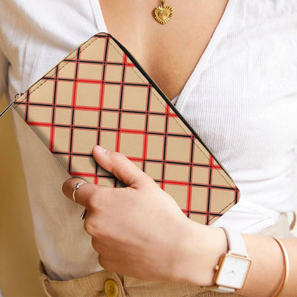 HOTFashion Decor Wallet, Long PU Zipper Wallet, Travel Purse Fashion Design, Huge Storage Capacity Wallet Compatible with Black Red Beige And White Plaid Tartan Flannel