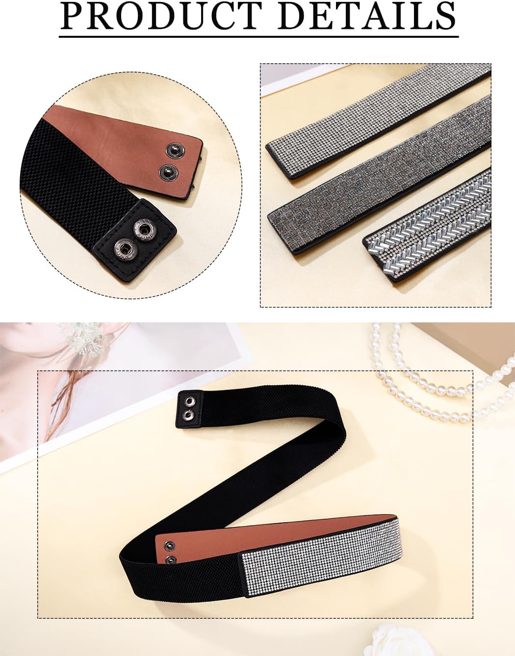 HOTAbien Plus Size Rhinestone Belt Stretch Rhinestone Belt Silver Crystal Waist Belt for Dress Formal