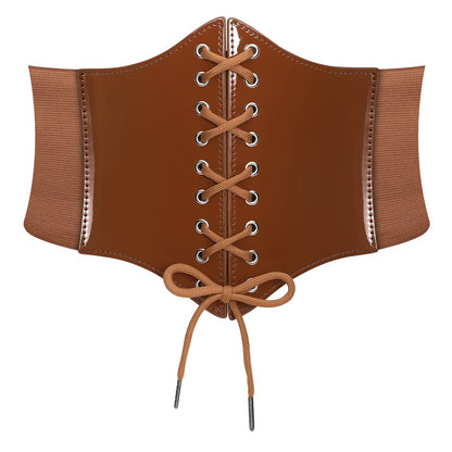 HOTJASGOOD Women’s Elastic Costume Waist Belt Lace-up Tied Waspie Corset Belts for Women
