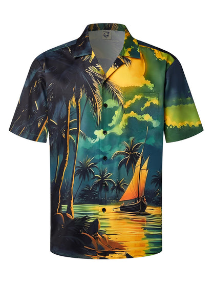 HOTHardaddy Men's Hawaiian Shirt Short Sleeves Coconut Printed Button Down Summer Beach Casual Shirts
