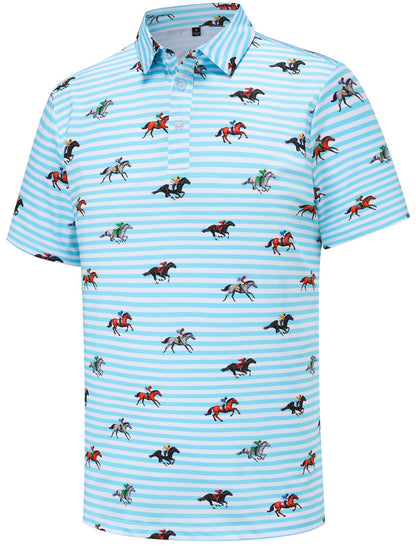 HOTMens Golf Polo Shirts Short Sleeve Performance Moisture Wicking Dry Fit Casual Print Funny Golf Polo Shirts for Men