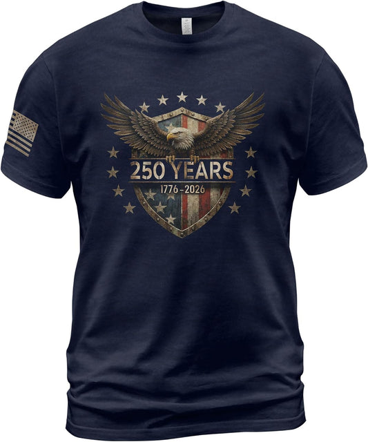 HOTPatriotic Shirts for Men, 1776-2026 250th Anniversary Shirt | Celebrate 250 years of history with these patriotic tees, blending heritage with comfortable, everyday style