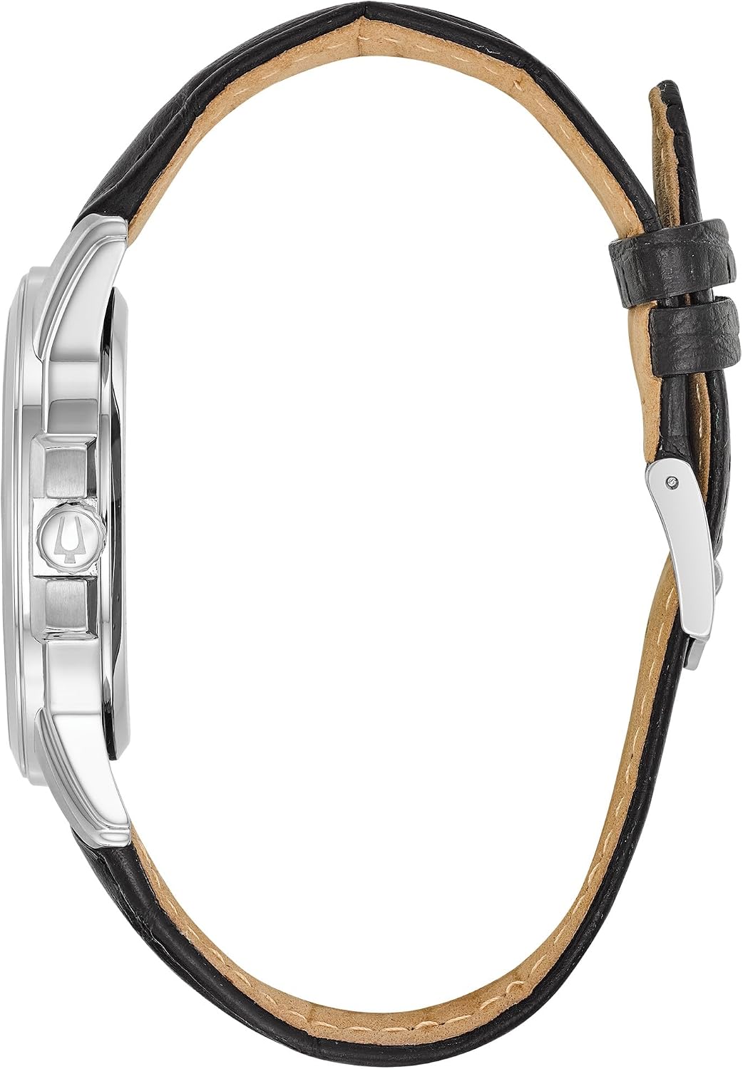 HOTBulova Men's Precisionist 3-Hand Calendar in Stainless Steel with Black Leather Strap and Black Patterned Dial Style: 96B158