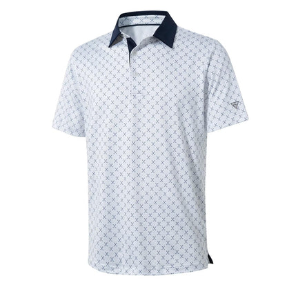HOTGolf Shirts for Men Dry Fit Short Sleeve Print Performance Moisture Wicking Polo Shirt