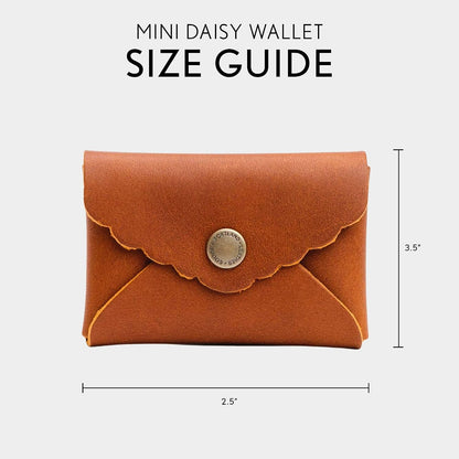 HOTPortland Leather Goods Mini Daisy Wallet for Women – Handmade from the Finest Full-Grain Hides – Features Envelope Design with Snap Closure – Honey