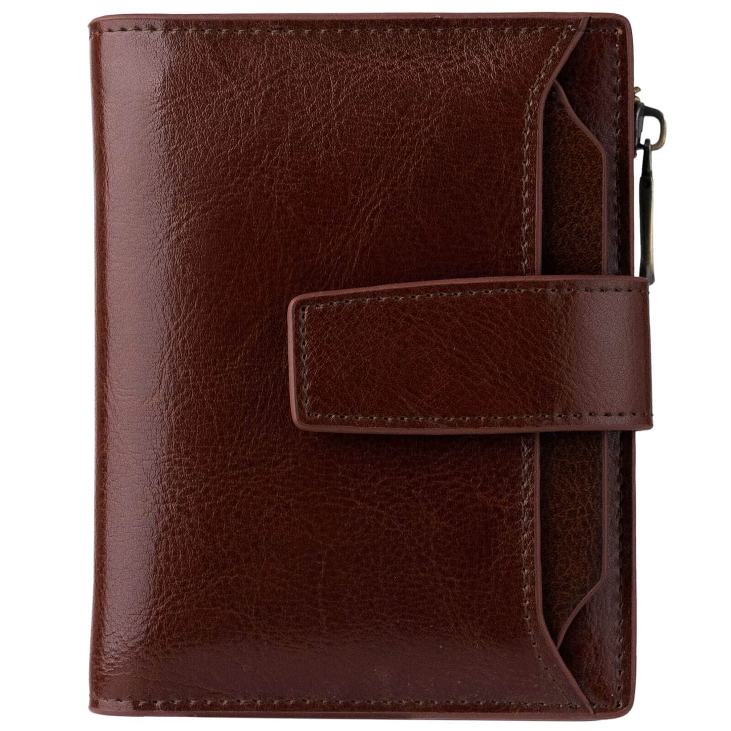 HOTBveyzi Small Leather Wallet for Women, RFID Bifold with ID Window | Holds 11 cards, a pull-out ID sleeve, zippered coin pocket & bill slot — fits crossbody bags and keeps everything organized