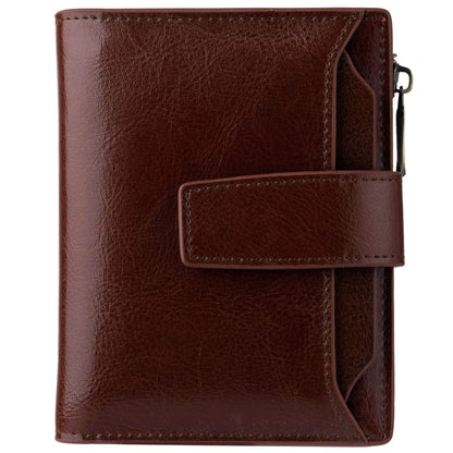 HOTBveyzi Small Leather Wallet for Women, RFID Bifold with ID Window | Holds 11 cards, a pull-out ID sleeve, zippered coin pocket & bill slot — fits crossbody bags and keeps everything organized