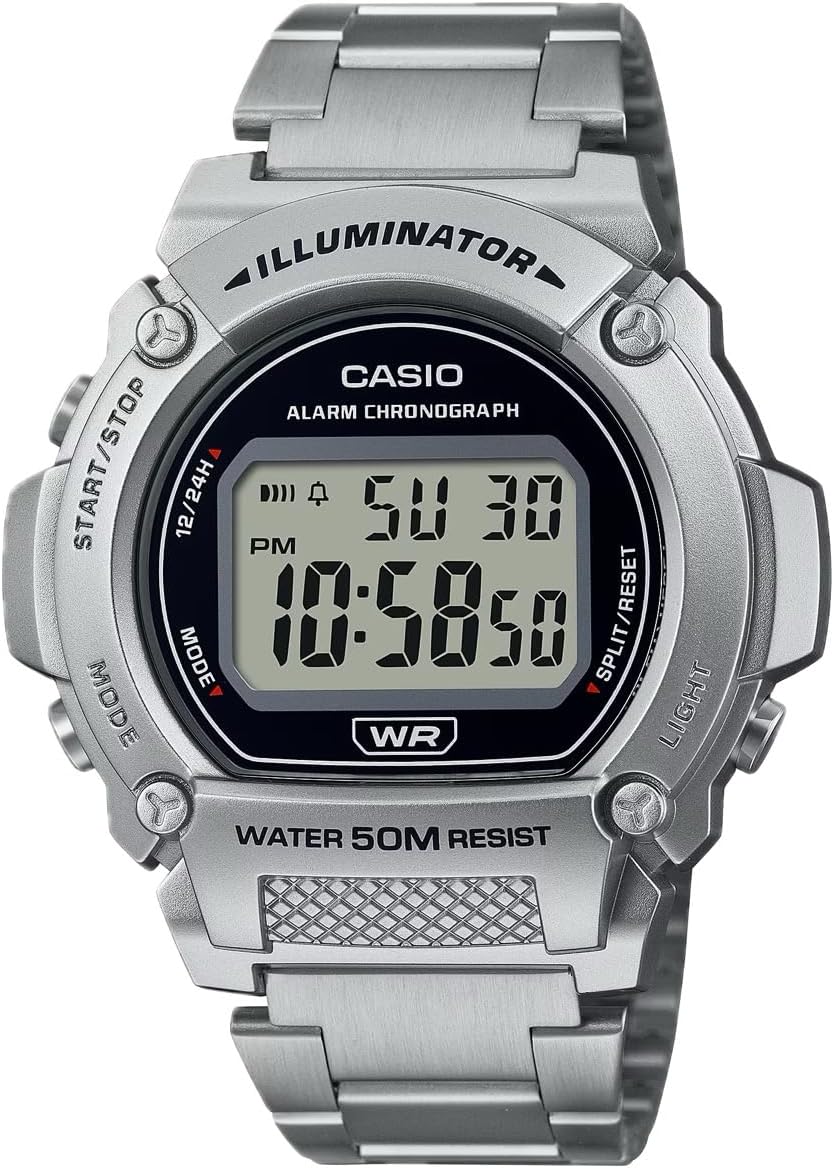 HOTCasio W219H Series | Men’s Digital Watch | 50M WR | LED Illuminator | 100 SEC Chronograph | 1/100 SEC Stopwatch | Daily Alarm | Hourly Time Signal | Auto Calendar | 7 Year Battery