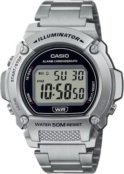 HOTCasio W219H Series | Men’s Digital Watch | 50M WR | LED Illuminator | 100 SEC Chronograph | 1/100 SEC Stopwatch | Daily Alarm | Hourly Time Signal | Auto Calendar | 7 Year Battery