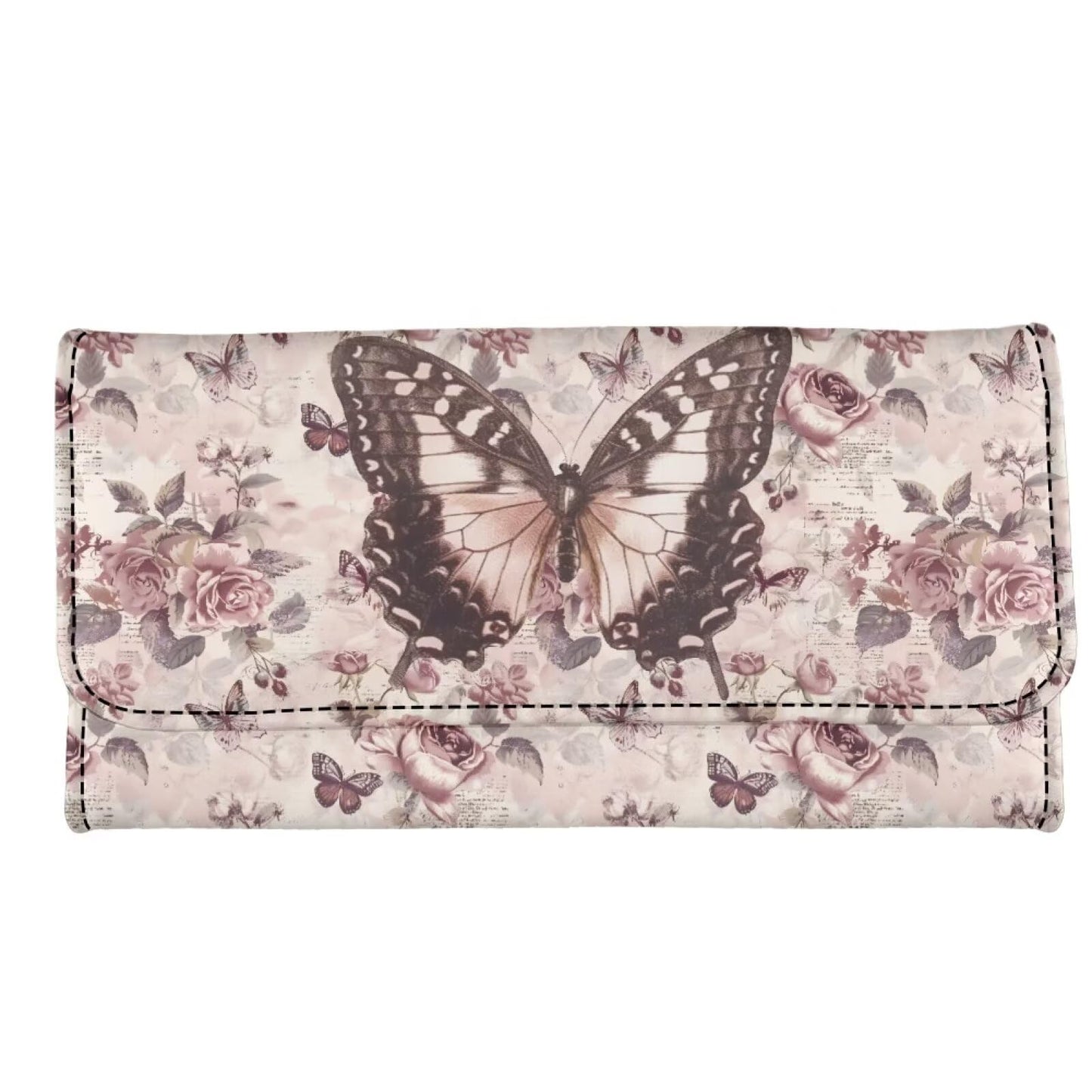 HOTLotus Mandala Women PU Leather Tri-fold Wallets Black And White Sketch Flower Zipper Pocket Buckle Money Manager Starry Sky Tall Billfold Secretary Cash Wallet